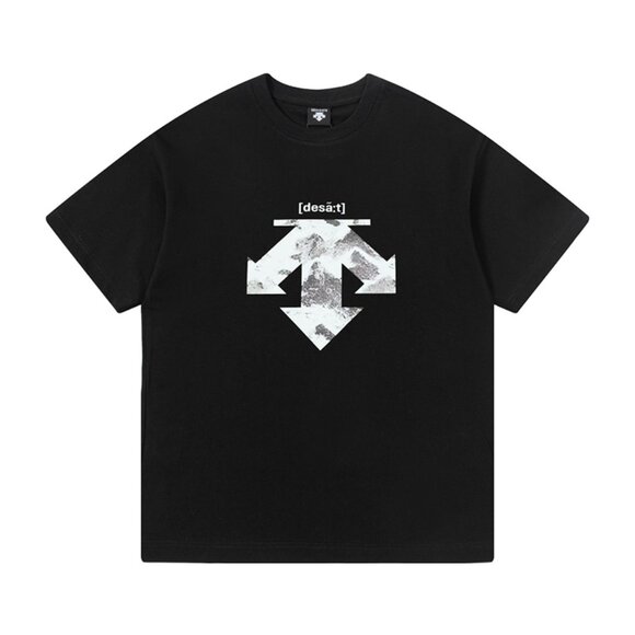 Black Short-Sleeved T-Shirt With Logo Print Descente